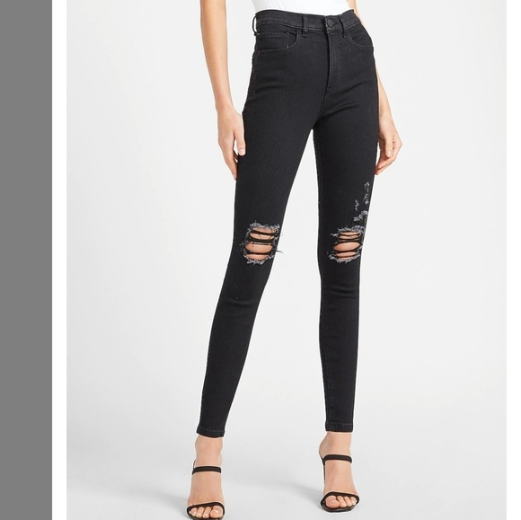 🔥NWT EXPRESS High Waisted Ripped Skinny Jeans
